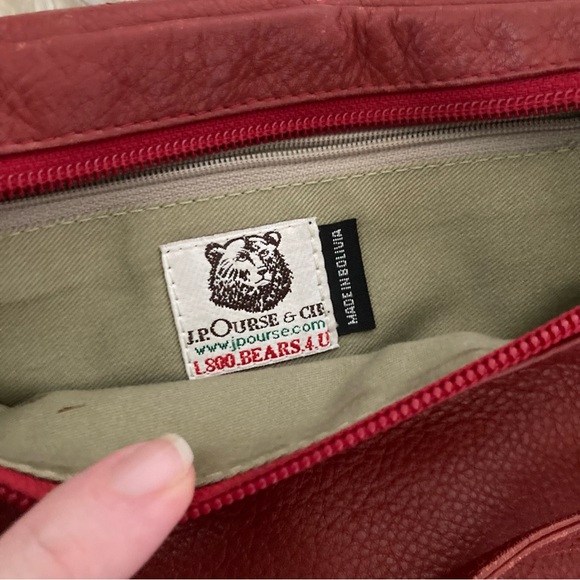 JP Ourse Dark Red Pebbled Leather Kangaroo Backpack Shoulder Bag Purse - Picture 5 of 8